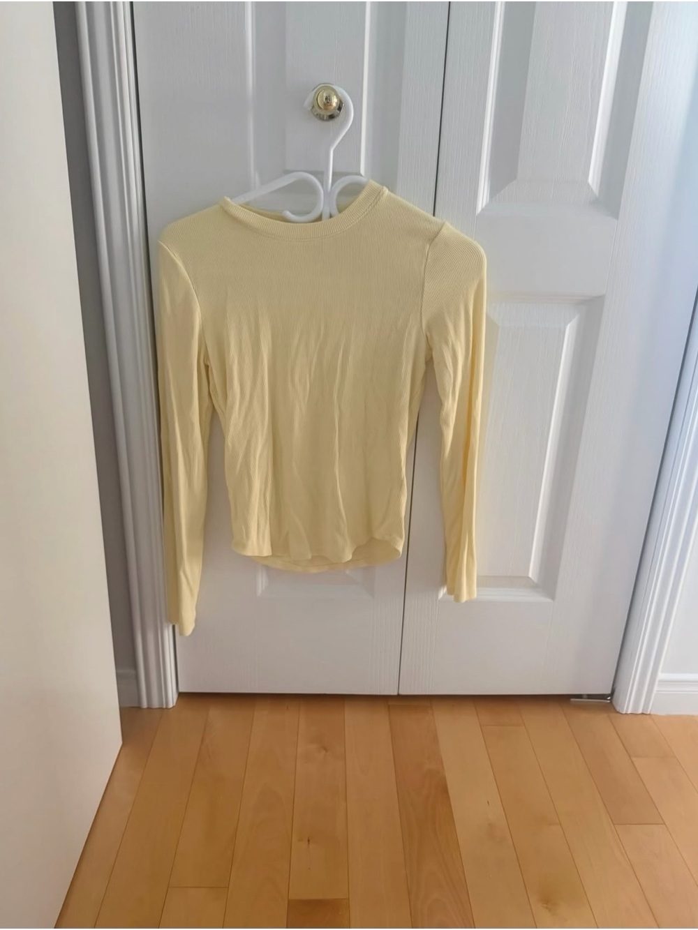 Long Sleeve Crewneck Tee in Pale Yellow